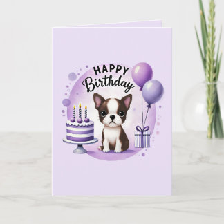 Festiva Tarjeta de cumpleaños de Boston Terrier