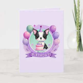 Festiva Tarjeta de cumpleaños de Boston Terrier - BT negro