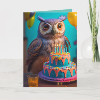 Festiva Tarjeta de cumpleaños de búho colorida