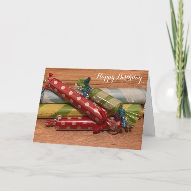 Festiva Tarjeta de cumpleaños de caramelos de rollos de fi (Anverso)