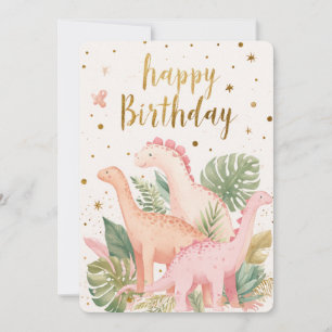 Festiva Tarjeta de cumpleaños de dinosaurio lindo