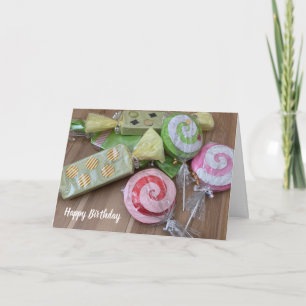 Festiva Tarjeta de cumpleaños de dulces y piruletas