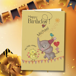 Festiva Tarjeta de cumpleaños de elefante y patito caprich