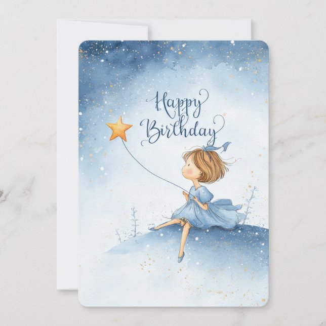 Festiva Tarjeta de cumpleaños de estrella caprichosa (Anverso)