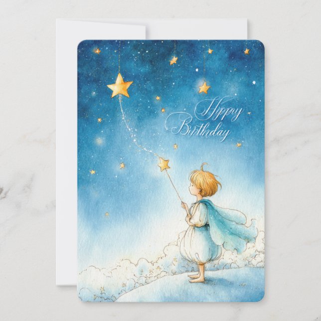 Festiva Tarjeta de cumpleaños de estrella mágica (Anverso)