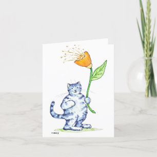 Festiva Tarjeta de cumpleaños de flor de gato