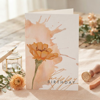 Festiva Tarjeta de cumpleaños de flores elegante y moderna
