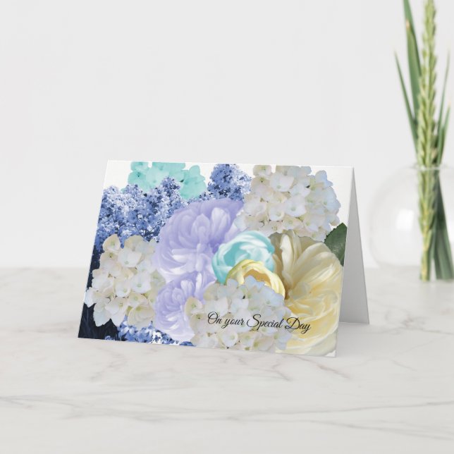 Festiva Tarjeta de cumpleaños de flores soñadoras (Anverso)