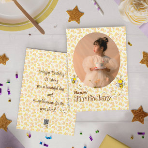 Festiva Tarjeta de cumpleaños de foto de abejas con burbuj