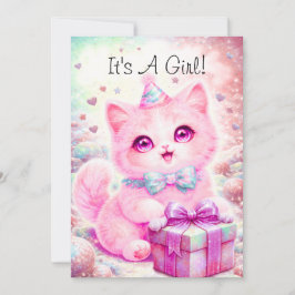 Festiva Tarjeta de cumpleaños de gatito rosa lindo es una 