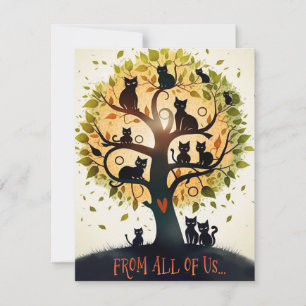 Festiva Tarjeta De Cumpleaños De Gatos En Árboles Amigos