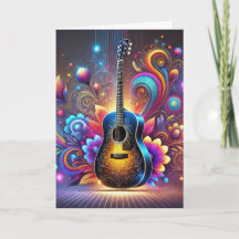 Tarjeta de cumpleaños de guitarra clásica colorida