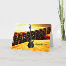 Tarjeta de cumpleaños de guitarra eléctrica dorada
