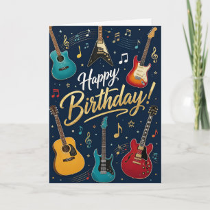Festiva Tarjeta de cumpleaños de guitarra rockera