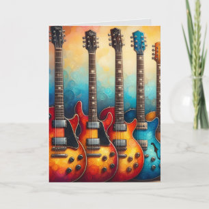 Festiva Tarjeta de cumpleaños de guitarras eléctricas herm