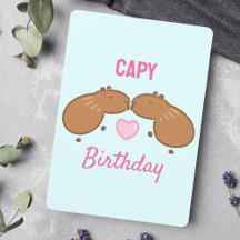 Tarjeta de cumpleaños de la pareja de Capybara de 