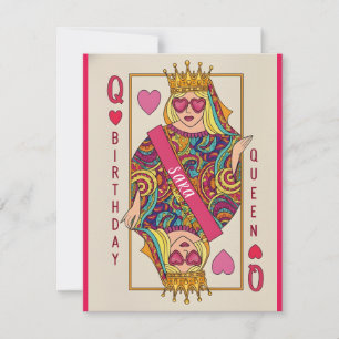 Festiva Tarjeta de cumpleaños de la Reina de la Baraja Div