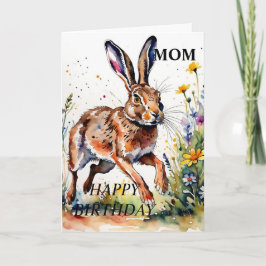 Festiva Tarjeta de cumpleaños de liebre mágica (editable)