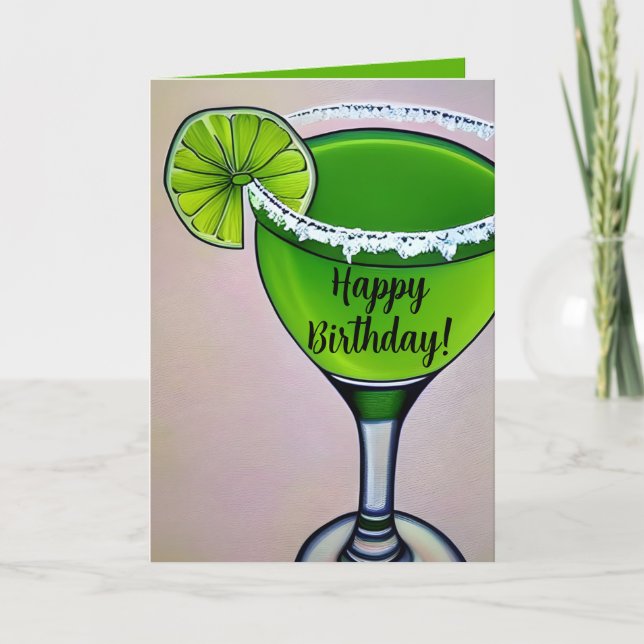 Festiva Tarjeta de cumpleaños de Lime Margarita con el cóc (Anverso)