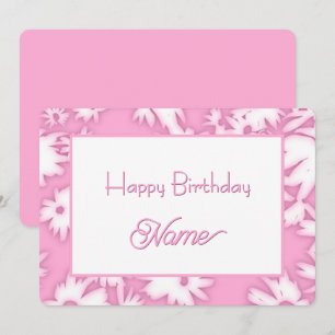 Festiva Tarjeta de cumpleaños de margaritas de color rosa