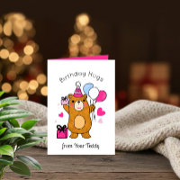 Tarjeta de cumpleaños de osito de peluche con glob