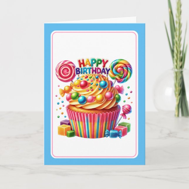 Festiva Tarjeta de cumpleaños de pastelito (Anverso)
