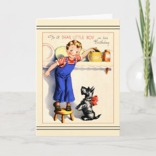 Festiva Tarjeta de cumpleaños de perro escocés para un niñ