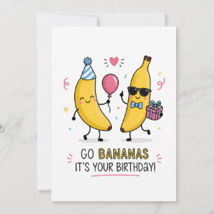 Festiva Tarjeta de cumpleaños de plátano divertida   Tarje