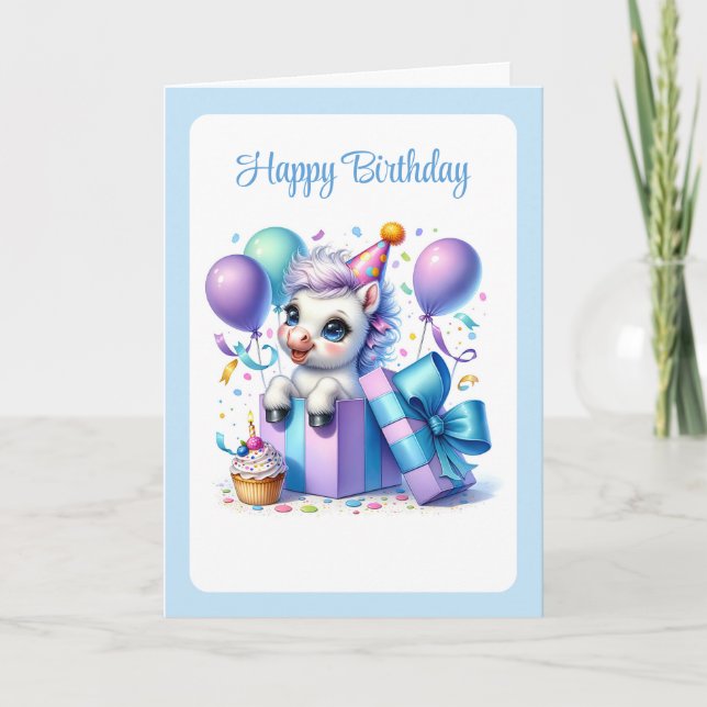 Festiva Tarjeta de cumpleaños de pony (Anverso)