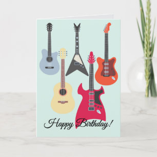 Festiva Tarjeta de cumpleaños de rock con guitarra diverti