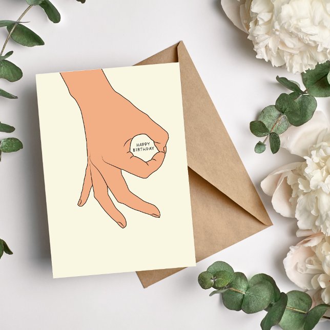 Festiva Tarjeta de cumpleaños de Rótulo Hand Circle OK (Subido por el creador)
