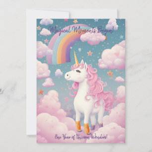 Festiva Tarjeta de cumpleaños de unicornio mágico