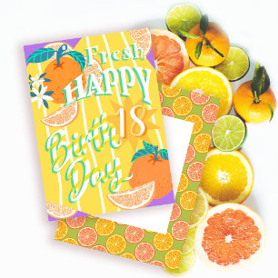 Festiva Tarjeta de cumpleaños de verano para naranjas