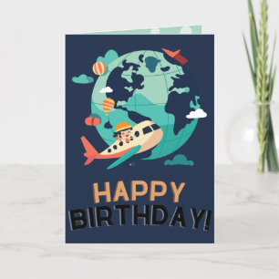 Festiva Tarjeta de cumpleaños de viaje de aventura