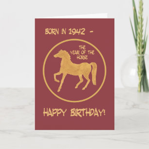 Festiva Tarjeta de cumpleaños del año del caballo chino, 1