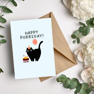 Festiva Tarjeta de cumpleaños del gato Feliz Pursday