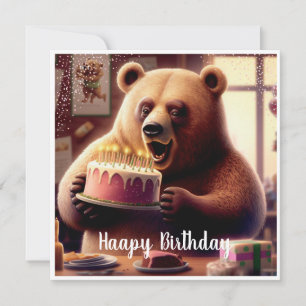 Festiva Tarjeta de cumpleaños del oso feliz