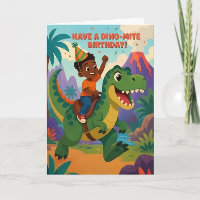 Festiva Tarjeta de cumpleaños Dino-Mite (Anverso)