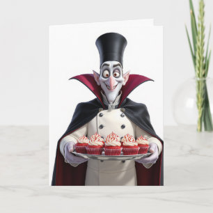 Festiva Tarjeta de cumpleaños divertida del chef vampiro