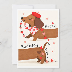 Festiva Tarjeta de cumpleaños divertida del perro salchich