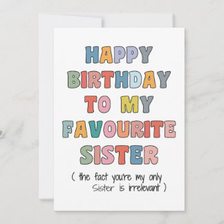Festiva Tarjeta de cumpleaños divertida para hermana, para