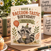Tarjeta de cumpleaños divertida y linda de mapache