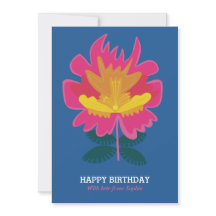 Tarjeta de cumpleaños elegante de bonito floral az