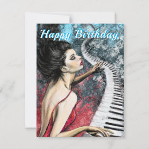 Festiva Tarjeta de cumpleaños Fantasía de Piano