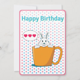 Festiva Tarjeta de cumpleaños feliz conejo blanco