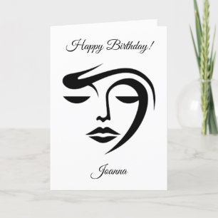 Festiva Tarjeta de cumpleaños feliz de cara y cara minimal