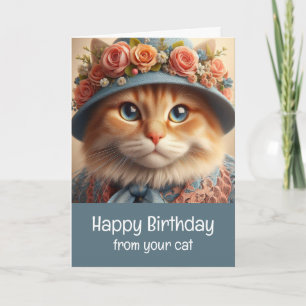 Festiva Tarjeta de cumpleaños feliz de gato lindo para ama