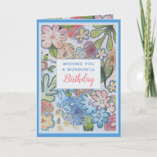 Festiva Tarjeta de cumpleaños feliz de las flores de Bonit