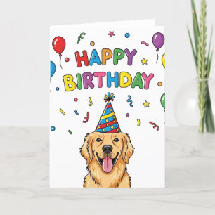 Festiva Tarjeta de cumpleaños feliz de perro de Golden Ret