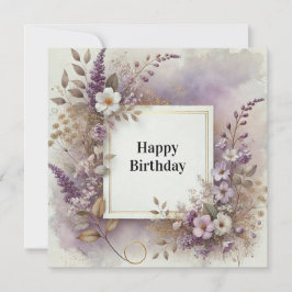 Festiva tarjeta de cumpleaños feliz flores elegantes
